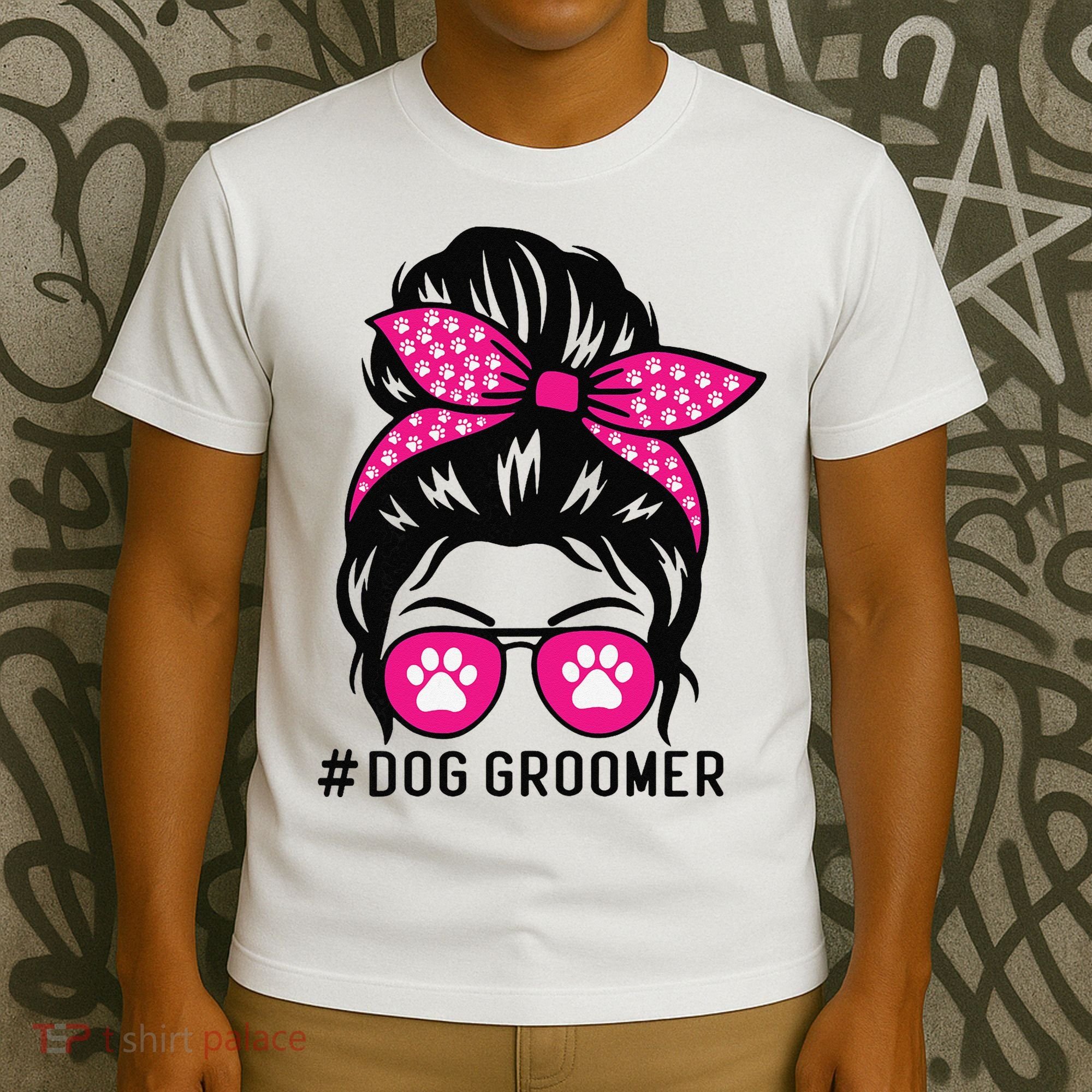 Funny Dog Groomer Grooming Pet Stylist Lady T-Shirt