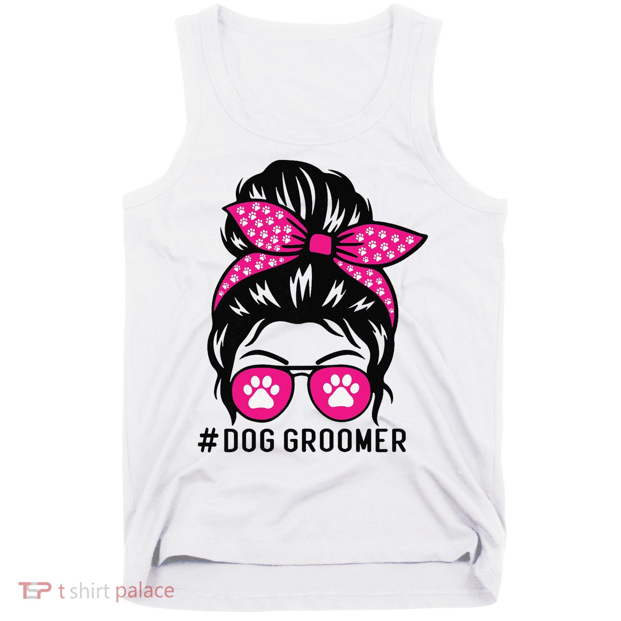 Funny Dog Groomer Grooming Pet Stylist Lady Tank Top
