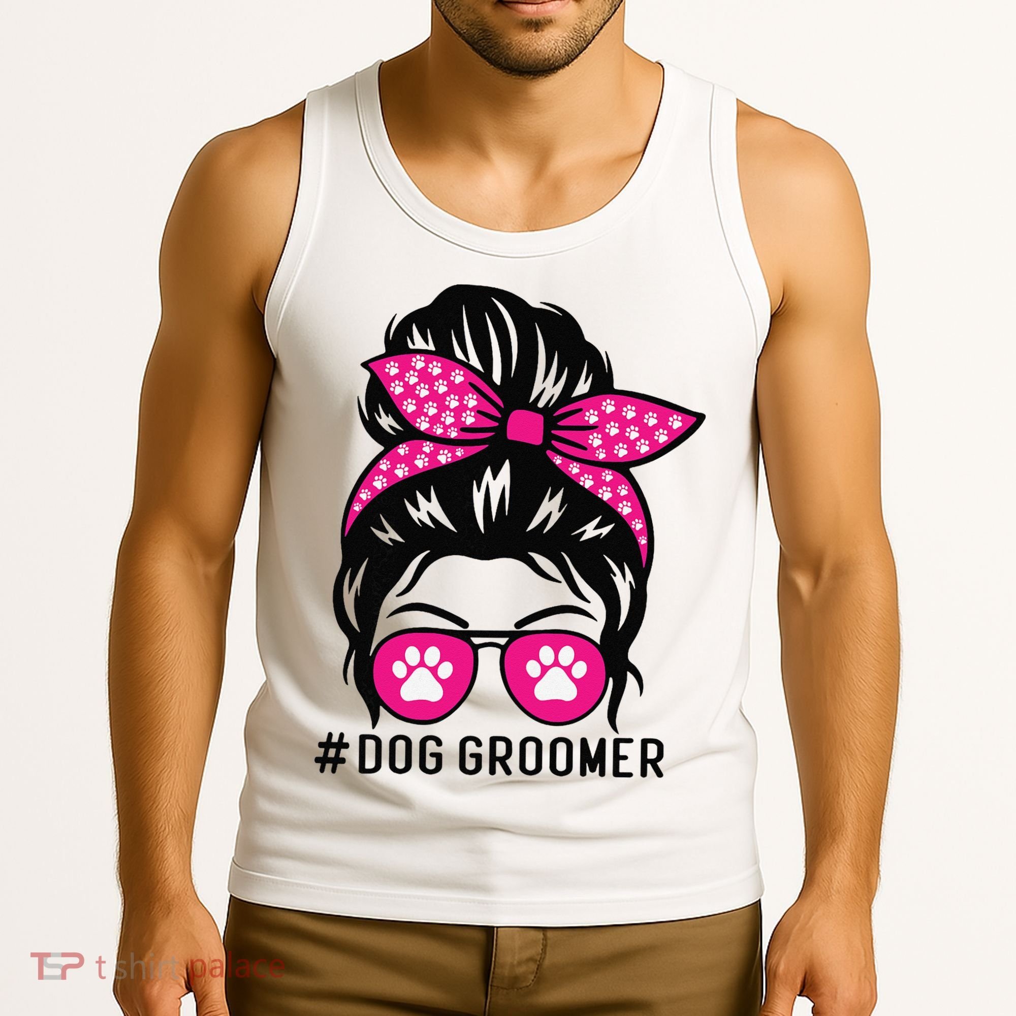 Funny Dog Groomer Grooming Pet Stylist Lady Tank Top