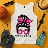 Funny Dog Groomer Grooming Pet Stylist Lady Tank Top thumb 4