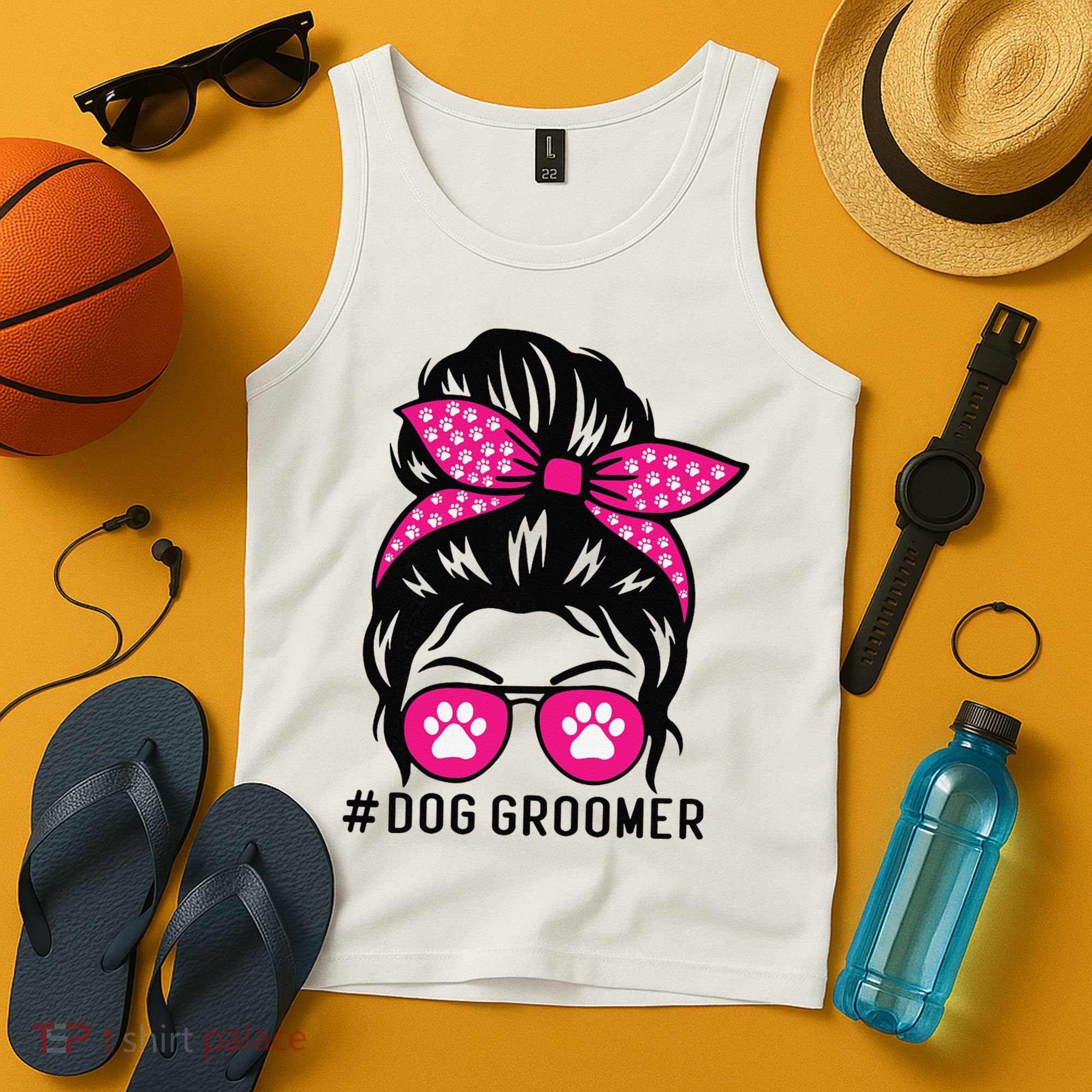 Funny Dog Groomer Grooming Pet Stylist Lady Tank Top
