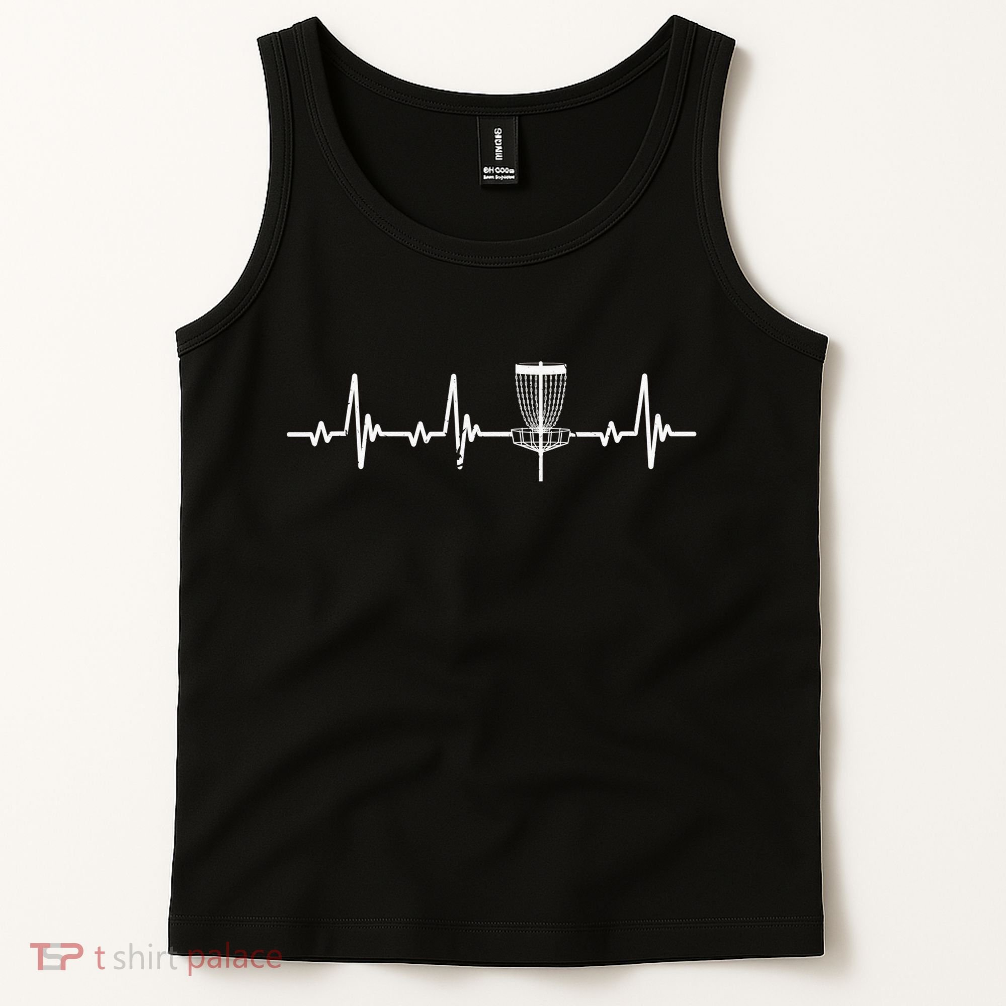 Funny Disc Golf Heartbeat Disc Golf Basket Tank Top