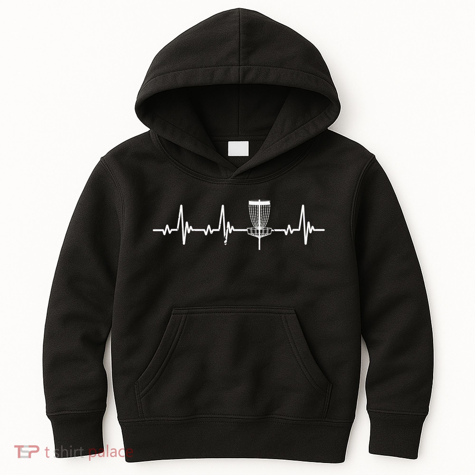 Funny Disc Golf Heartbeat Disc Golf Basket Kids Hoodie