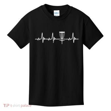 Funny Disc Golf Heartbeat Disc Golf Basket Kids T-Shirt