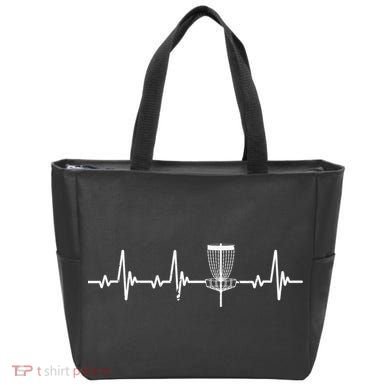 Funny Disc Golf Heartbeat Disc Golf Basket Tote Bag