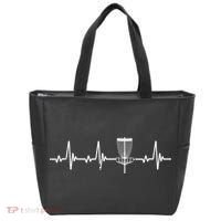 Funny Disc Golf Heartbeat Disc Golf Basket Tote Bag thumb 0