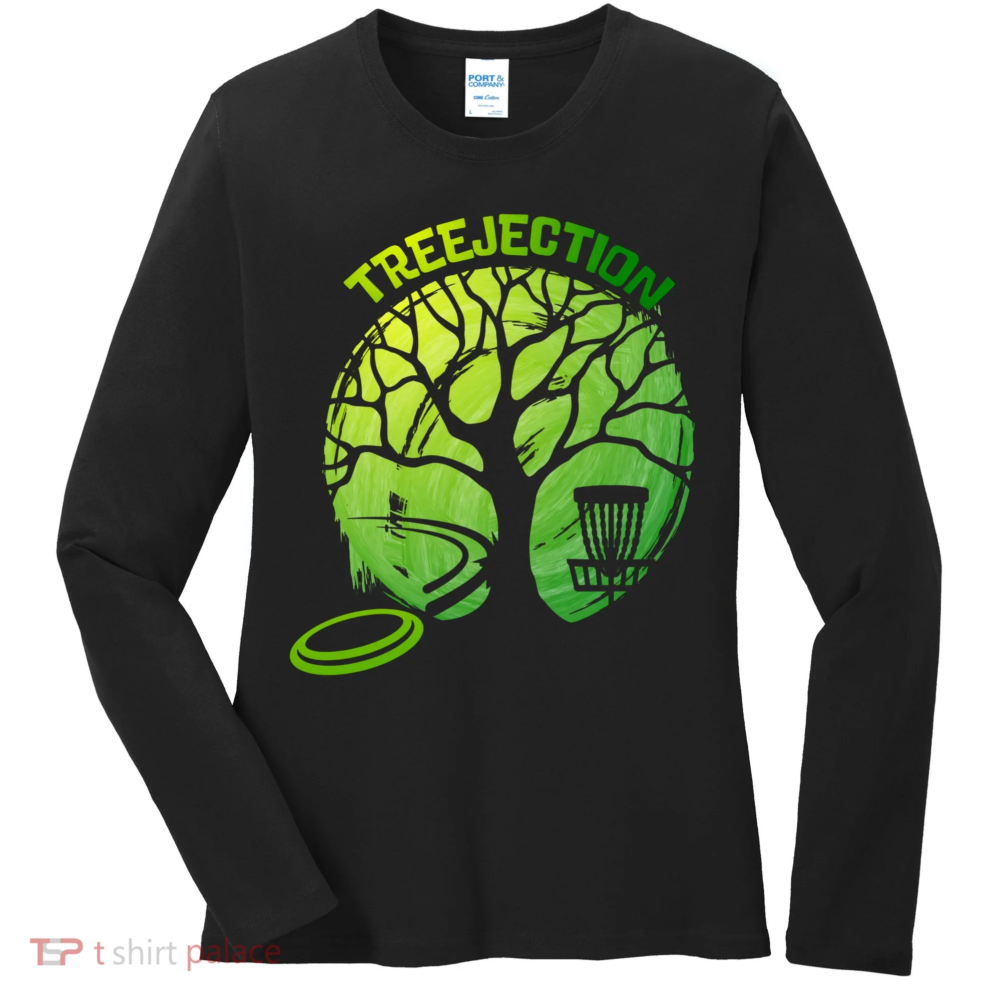 Funny Disc Golf Graphic Tree Gift Women's Long Sleeve Shirt