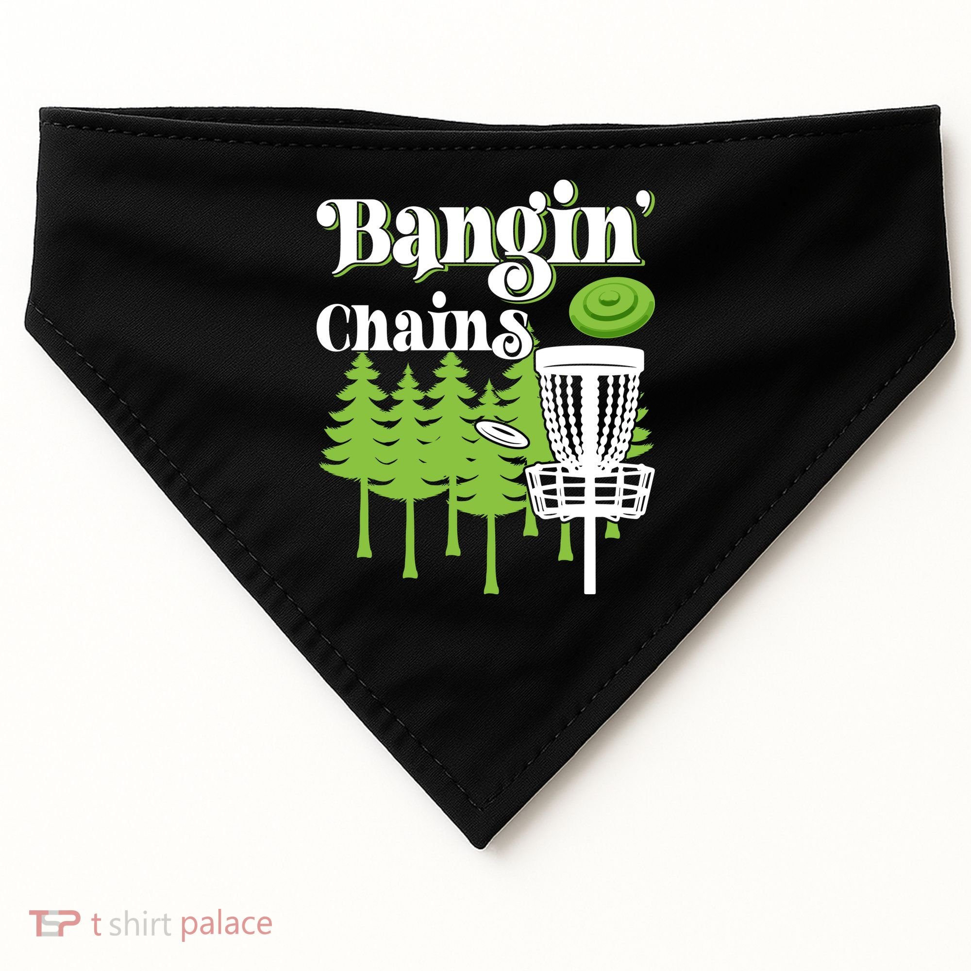 Funny Disc Golf Player Saying I Bangin' Chains USA-Made Doggie Bandana