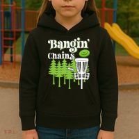 Funny Disc Golf Player Saying I Bangin' Chains Kids Hoodie thumb 3