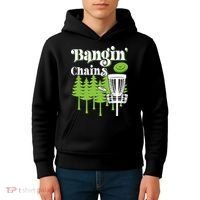 Funny Disc Golf Player Saying I Bangin' Chains Kids Hoodie thumb 4