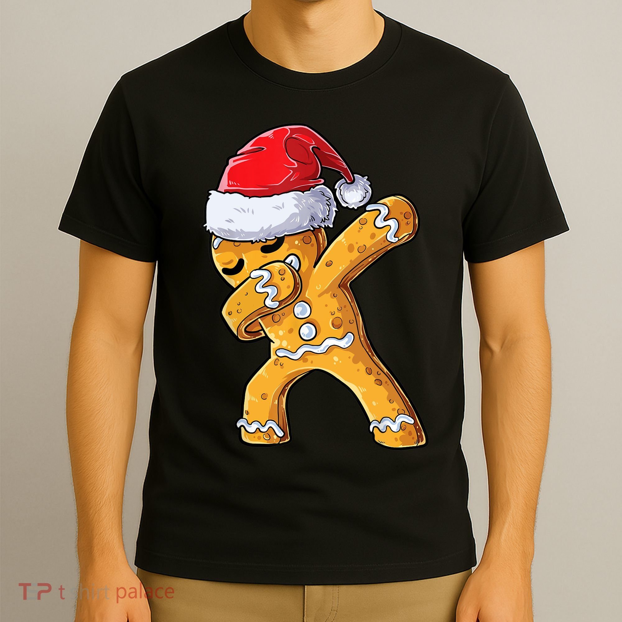 Funny Dabbing Gingerbread Santa Christmas Boys Xmas Cookie T-Shirt