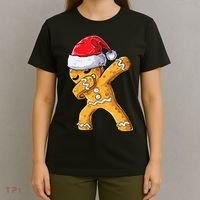 Funny Dabbing Gingerbread Santa Christmas Boys Xmas Cookie T-Shirt thumb 4