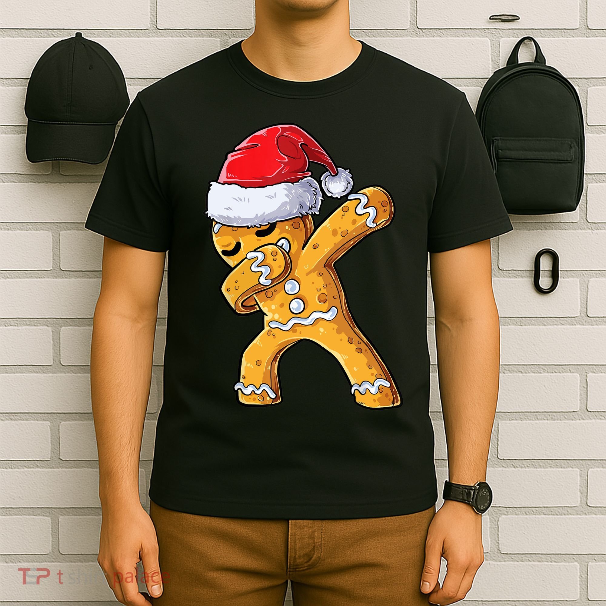 Funny Dabbing Gingerbread Santa Christmas Boys Xmas Cookie T-Shirt