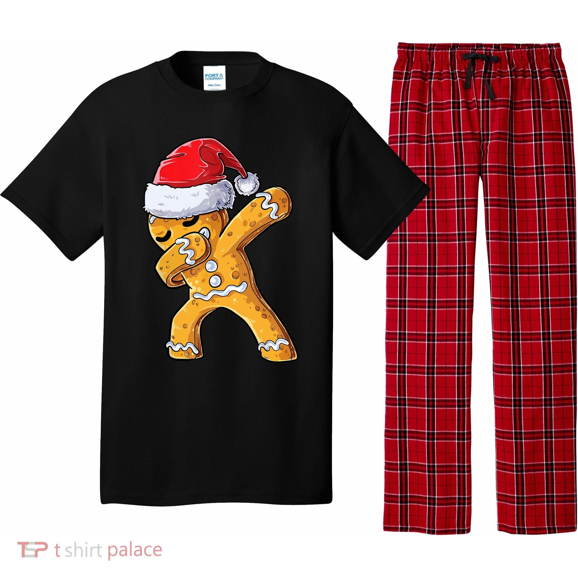 Funny Dabbing Gingerbread Santa Christmas Boys Xmas Cookie Pajama Set