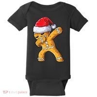Funny Dabbing Gingerbread Santa Christmas Boys Xmas Cookie Baby Bodysuit thumb 0