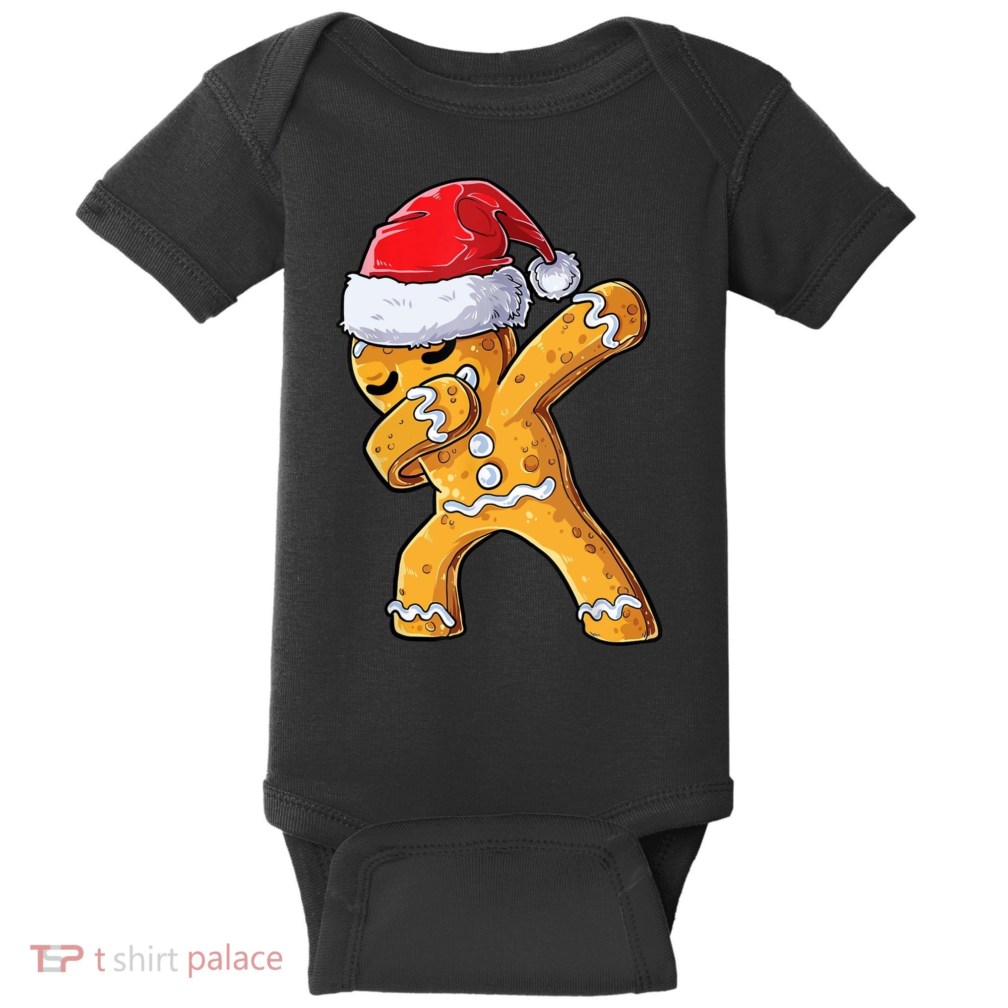 Funny Dabbing Gingerbread Santa Christmas Boys Xmas Cookie Baby Bodysuit