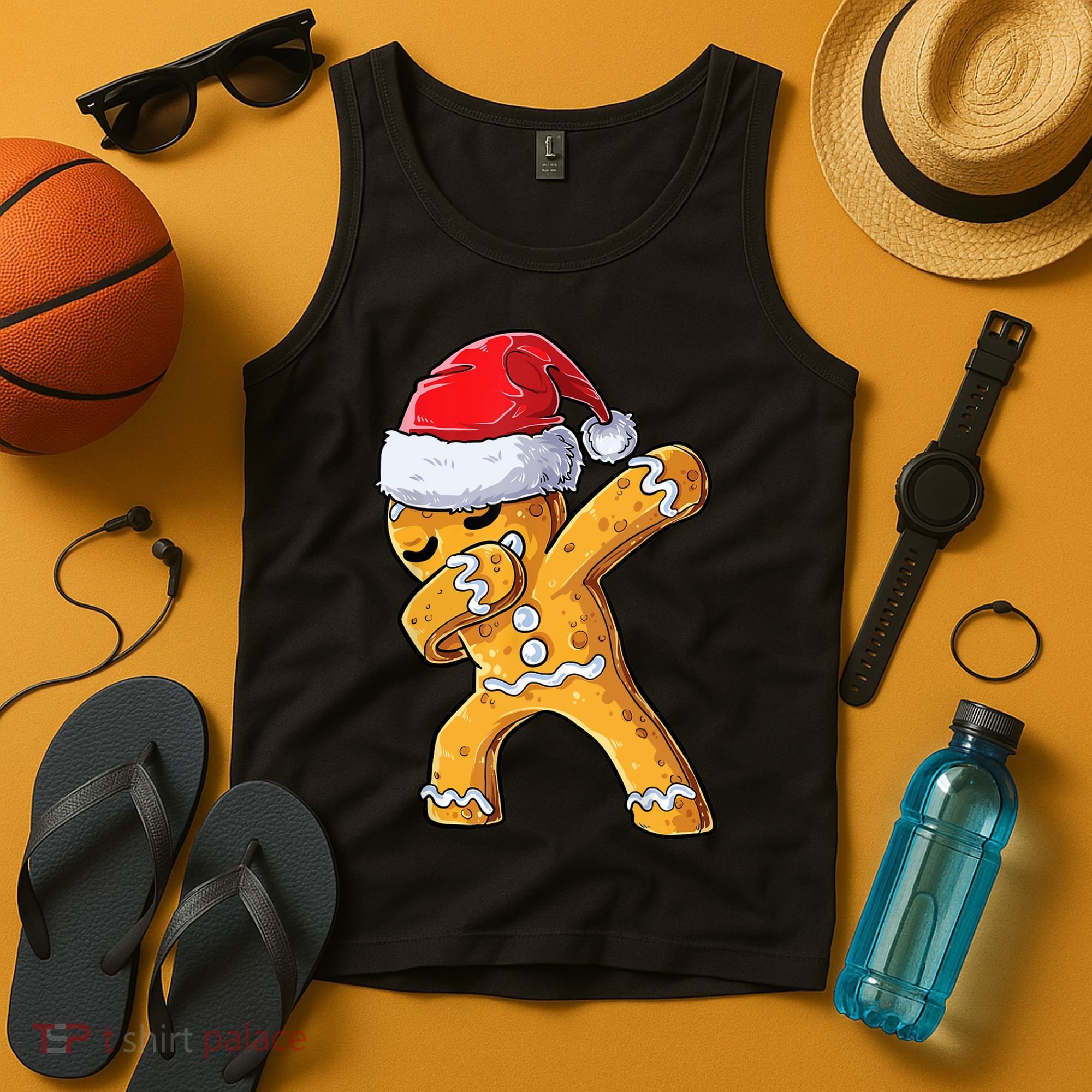 Funny Dabbing Gingerbread Santa Christmas Boys Xmas Cookie Tank Top