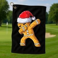 Funny Dabbing Gingerbread Santa Christmas Boys Xmas Cookie Golf Towel thumb 1