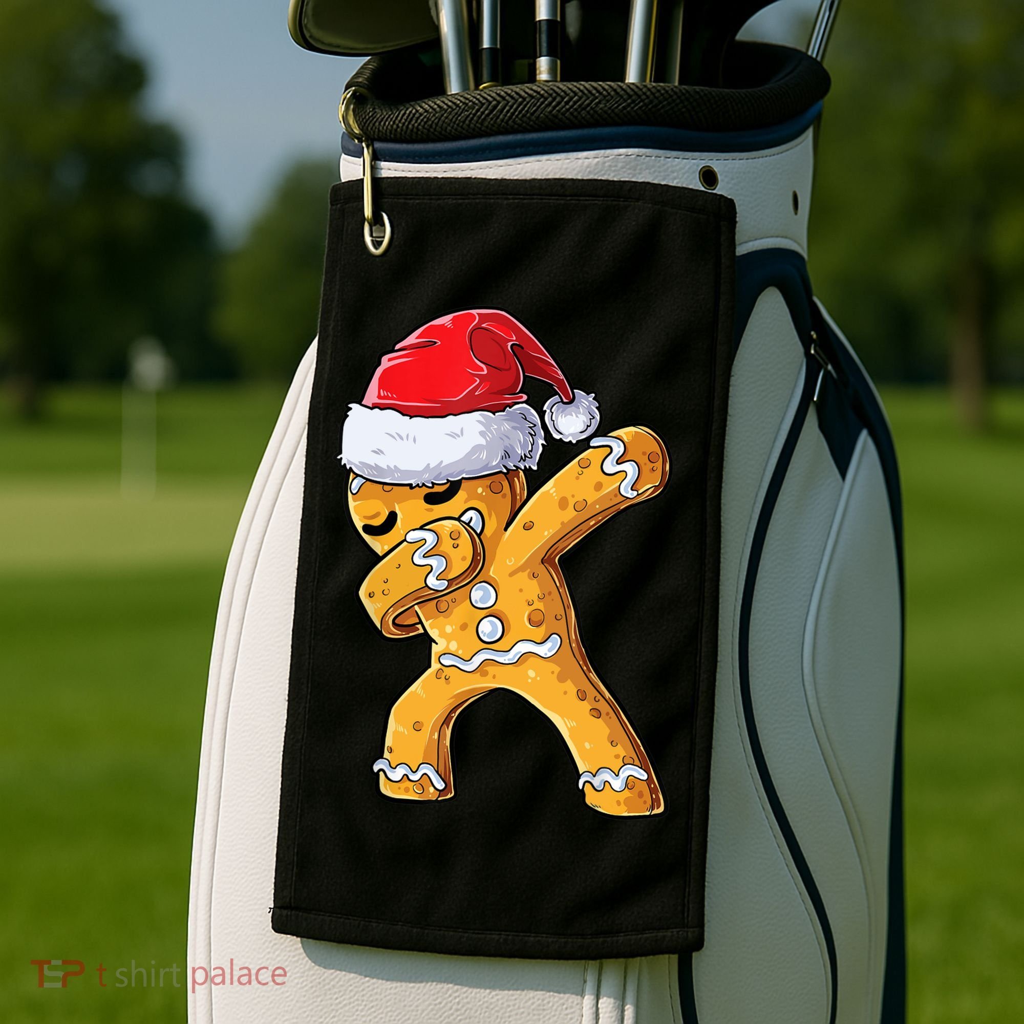 Funny Dabbing Gingerbread Santa Christmas Boys Xmas Cookie Golf Towel