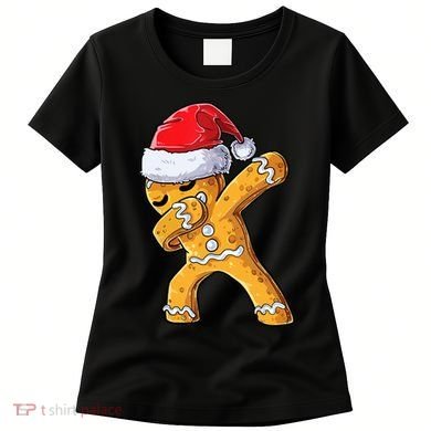 Funny Dabbing Gingerbread Santa Christmas Boys Xmas Cookie Women's T-Shirt