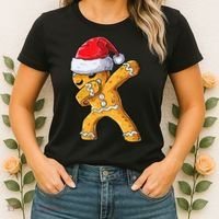 Funny Dabbing Gingerbread Santa Christmas Boys Xmas Cookie Women's T-Shirt thumb 2