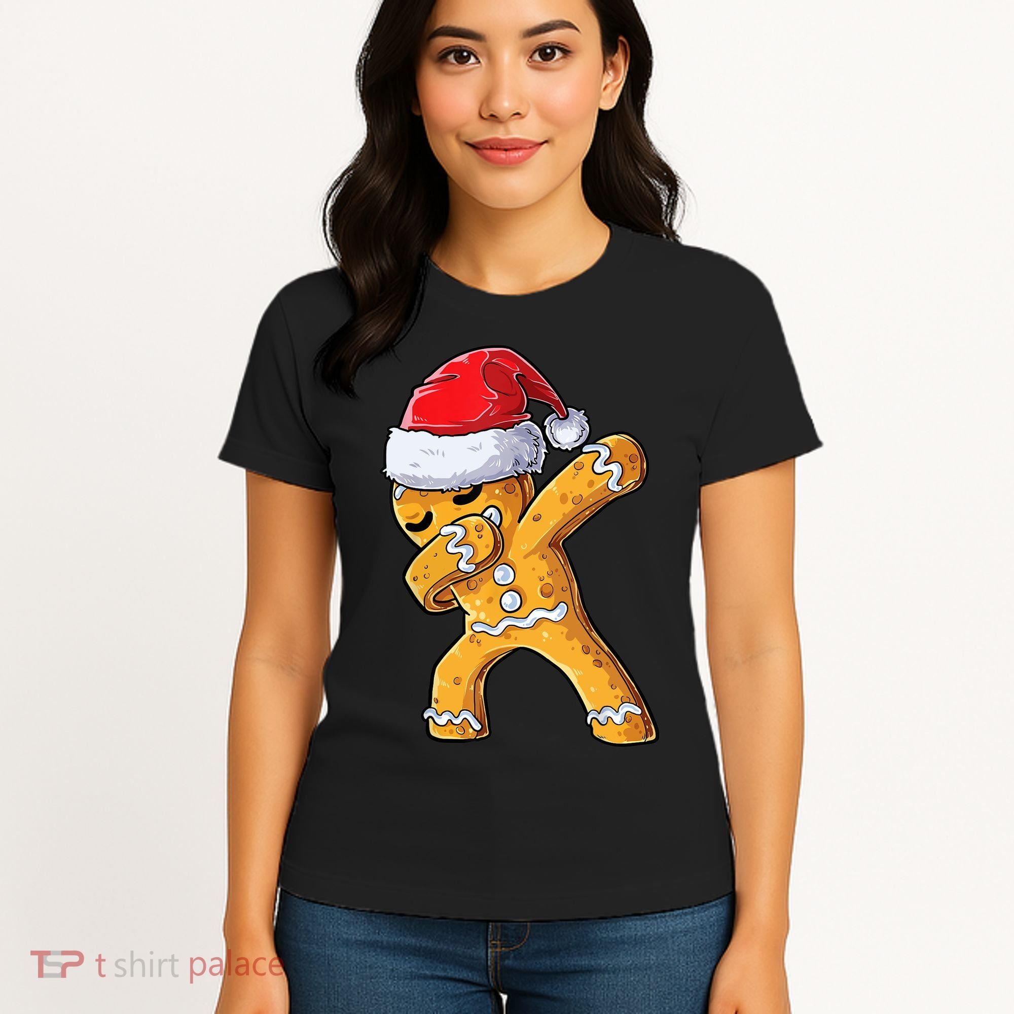 Funny Dabbing Gingerbread Santa Christmas Boys Xmas Cookie Women's T-Shirt