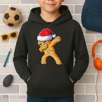 Funny Dabbing Gingerbread Santa Christmas Boys Xmas Cookie Kids Hoodie thumb 2