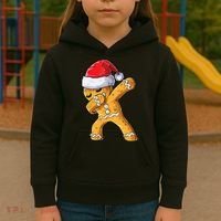 Funny Dabbing Gingerbread Santa Christmas Boys Xmas Cookie Kids Hoodie thumb 3