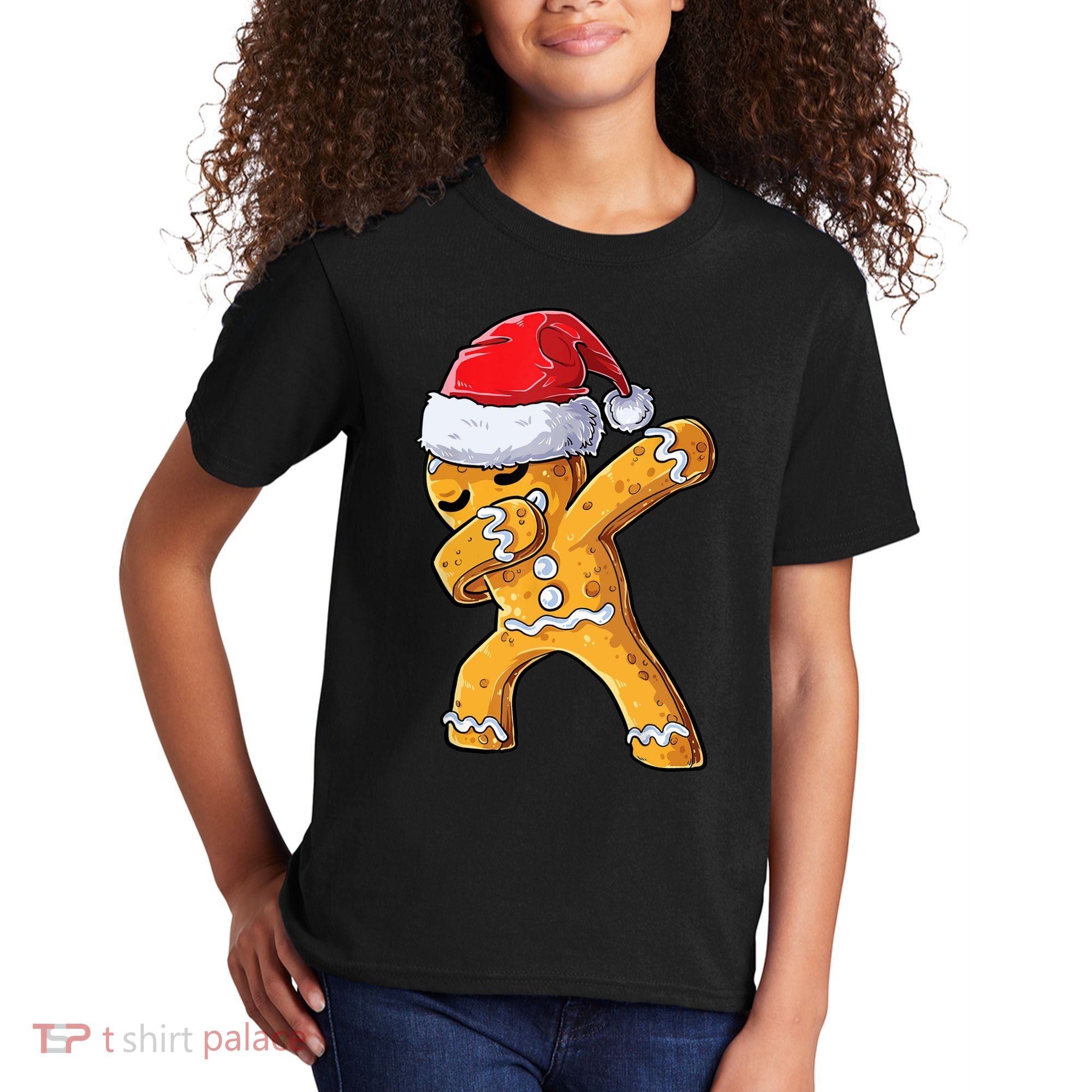 Funny Dabbing Gingerbread Santa Christmas Boys Xmas Cookie Kids T-Shirt
