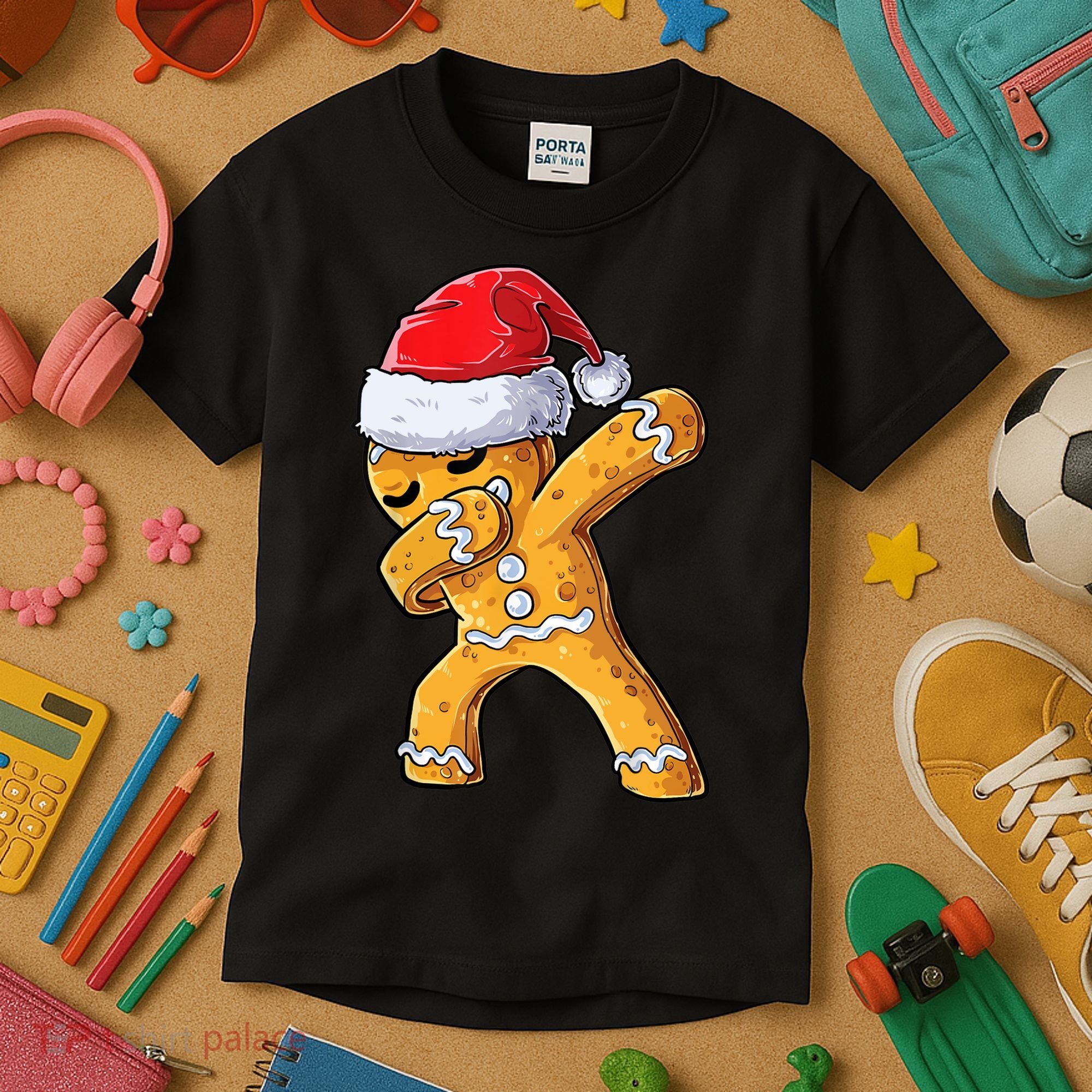 Funny Dabbing Gingerbread Santa Christmas Boys Xmas Cookie Kids T-Shirt