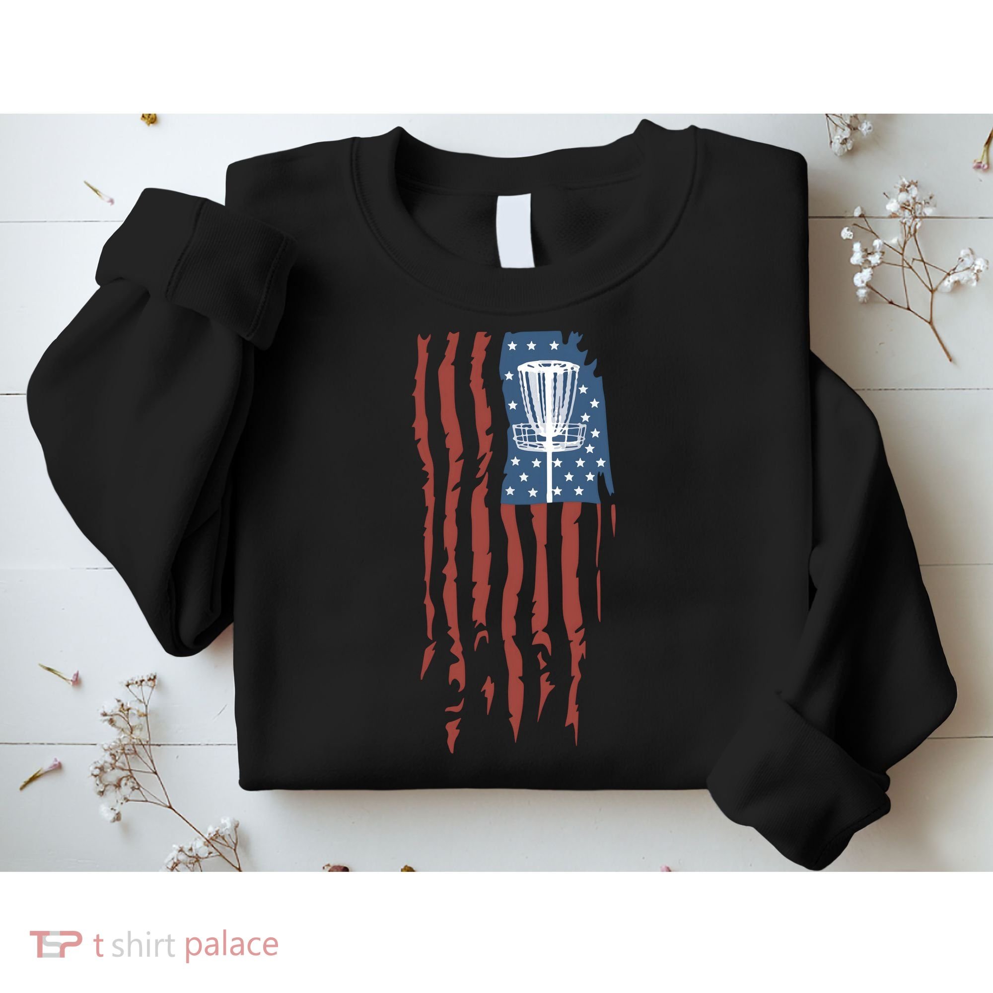 Funny Disc Golf American Flag Disc Frisbee Golf Sweatshirt