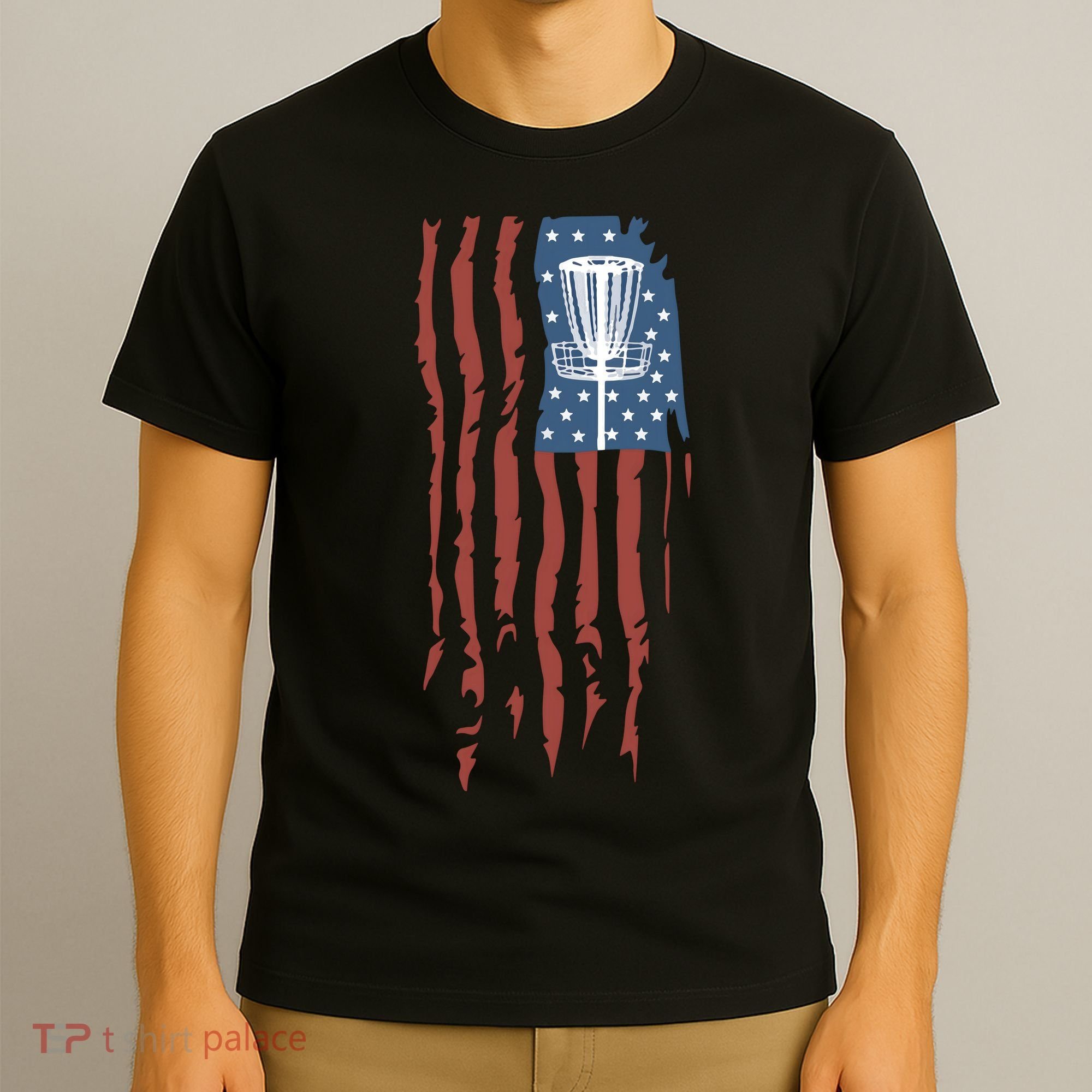 Funny Disc Golf American Flag Disc Frisbee Golf T-Shirt