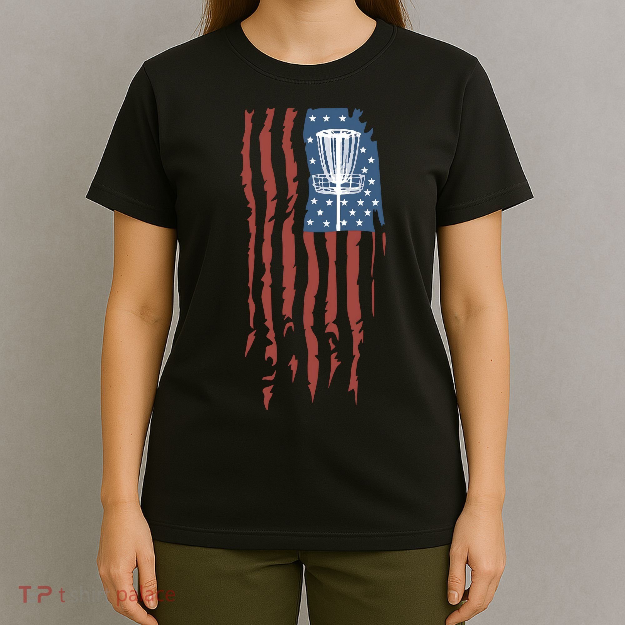 Funny Disc Golf American Flag Disc Frisbee Golf T-Shirt