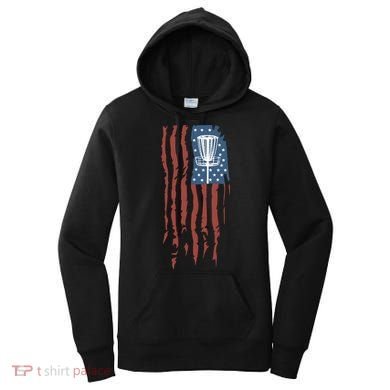 Funny Disc Golf American Flag Disc Frisbee Golf Women's Hoodie