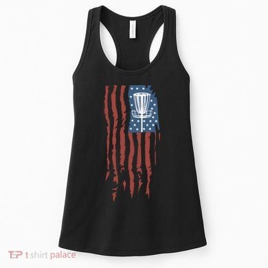 Funny Disc Golf American Flag Disc Frisbee Golf Women's Tank Top