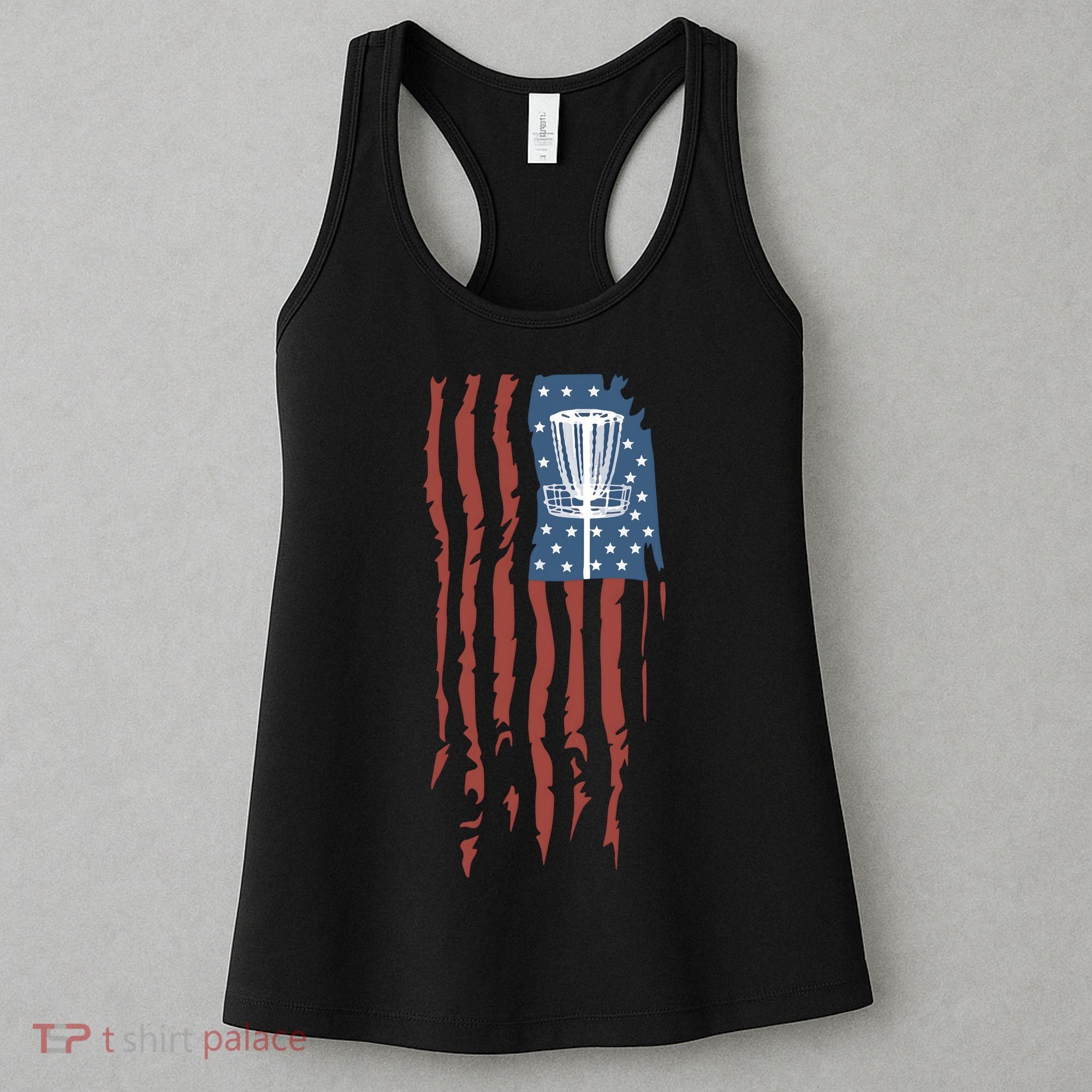 Funny Disc Golf American Flag Disc Frisbee Golf Women's Tank Top