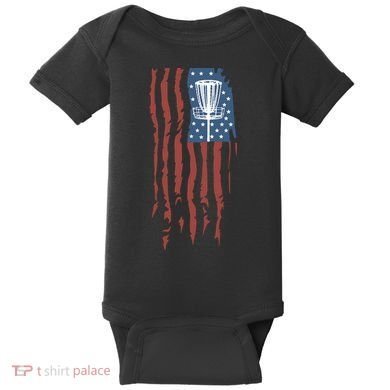 Funny Disc Golf American Flag Disc Frisbee Golf Baby Bodysuit
