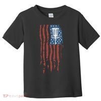 Funny Disc Golf American Flag Disc Frisbee Golf Toddler T-Shirt thumb 0