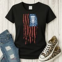Funny Disc Golf American Flag Disc Frisbee Golf Women's T-Shirt thumb 3