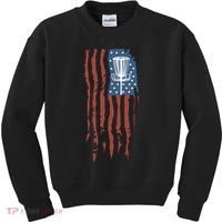 Funny Disc Golf American Flag Disc Frisbee Golf Kids Sweatshirt thumb 0