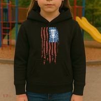 Funny Disc Golf American Flag Disc Frisbee Golf Kids Hoodie thumb 3