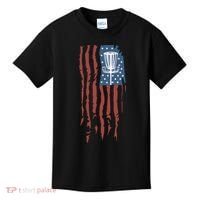 Funny Disc Golf American Flag Disc Frisbee Golf Kids T-Shirt thumb 0