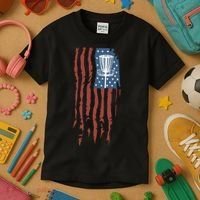 Funny Disc Golf American Flag Disc Frisbee Golf Kids T-Shirt thumb 3
