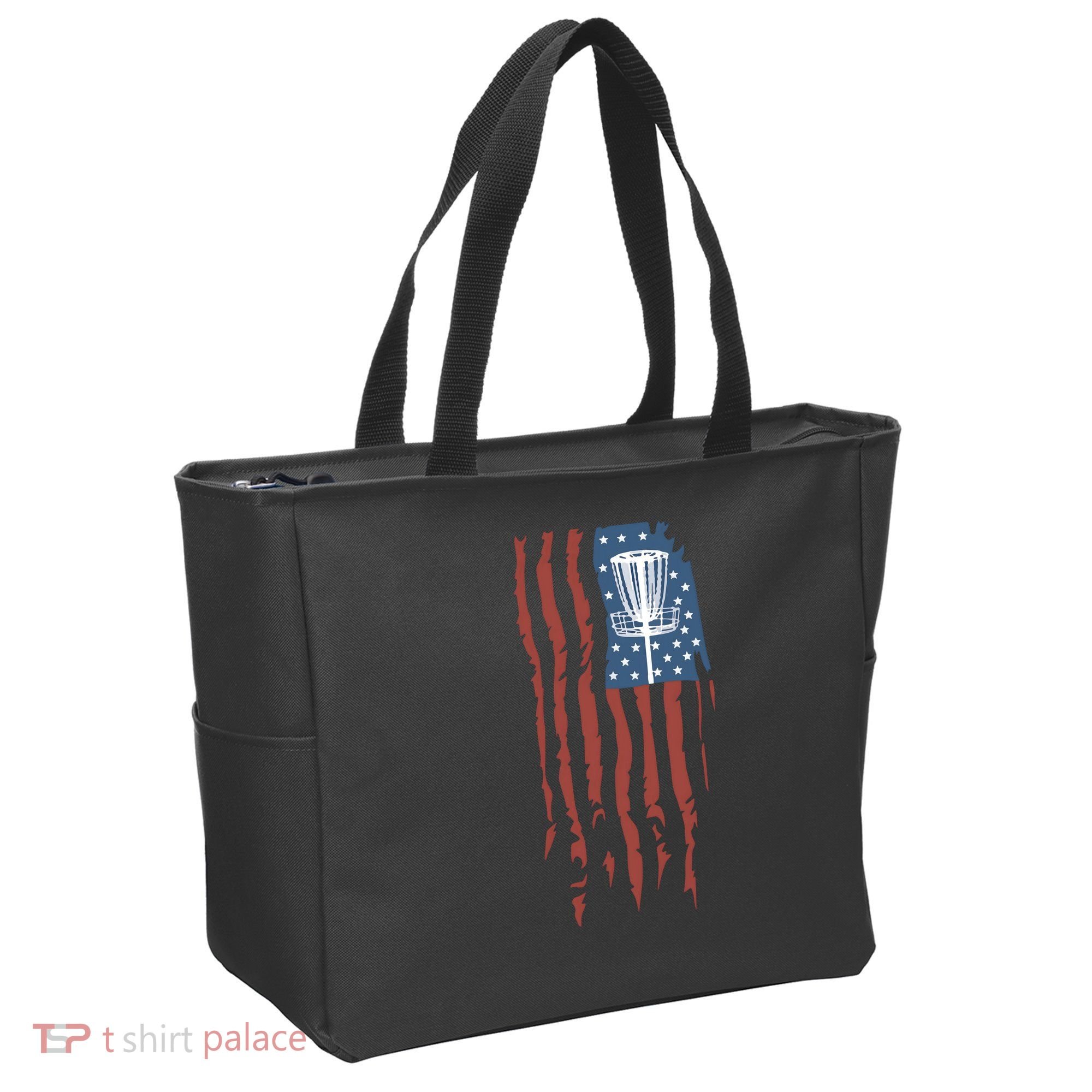 Funny Disc Golf American Flag Disc Frisbee Golf Tote Bag