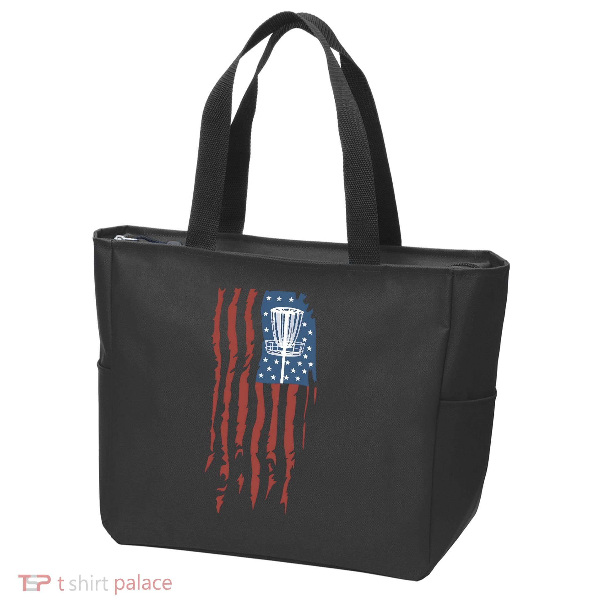 Funny Disc Golf American Flag Disc Frisbee Golf Tote Bag