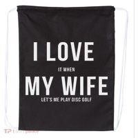 Funny Disc Golf I Love My Wife Drawstring Bag thumb 0