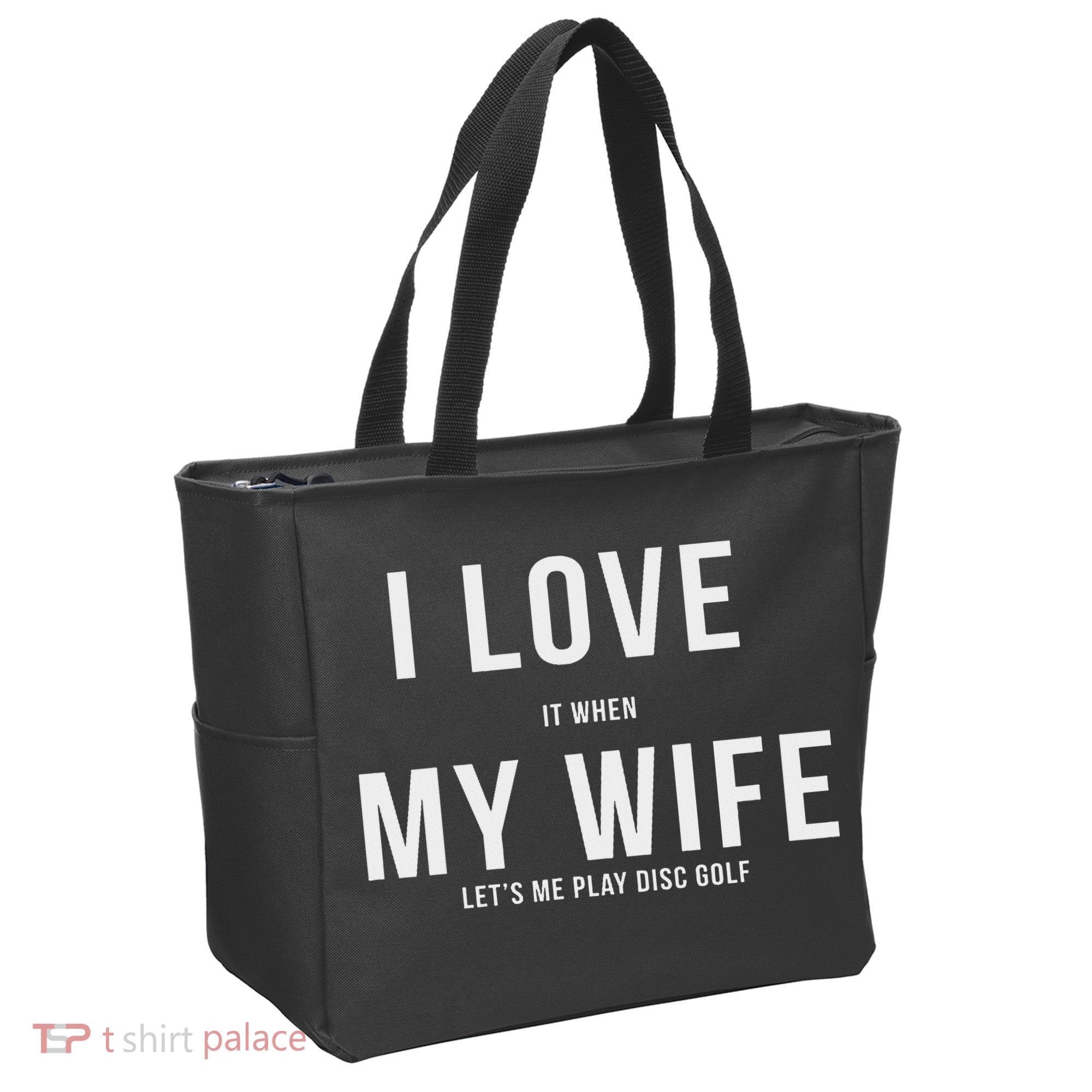 Funny Disc Golf I Love My Wife Tote Bag