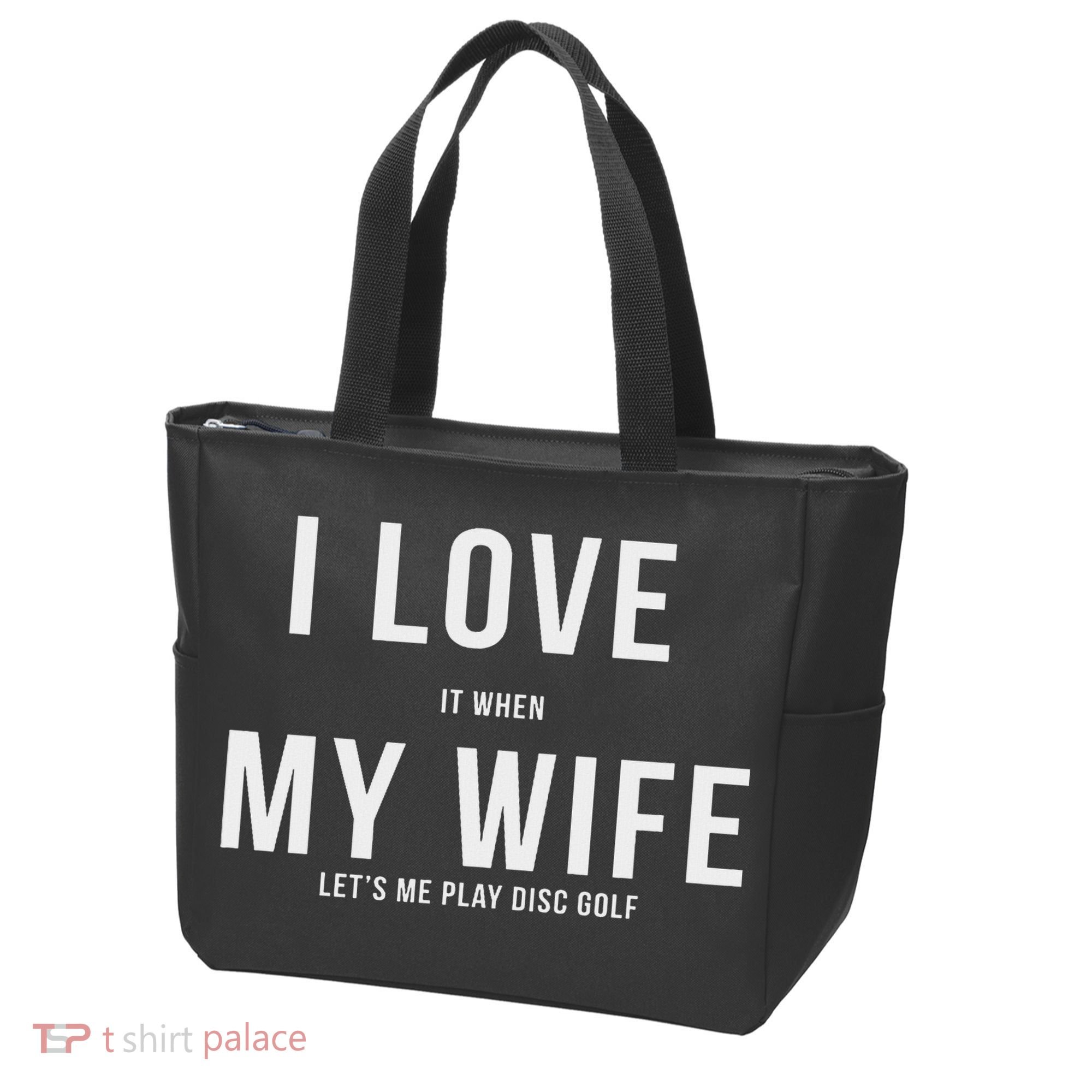 Funny Disc Golf I Love My Wife Tote Bag