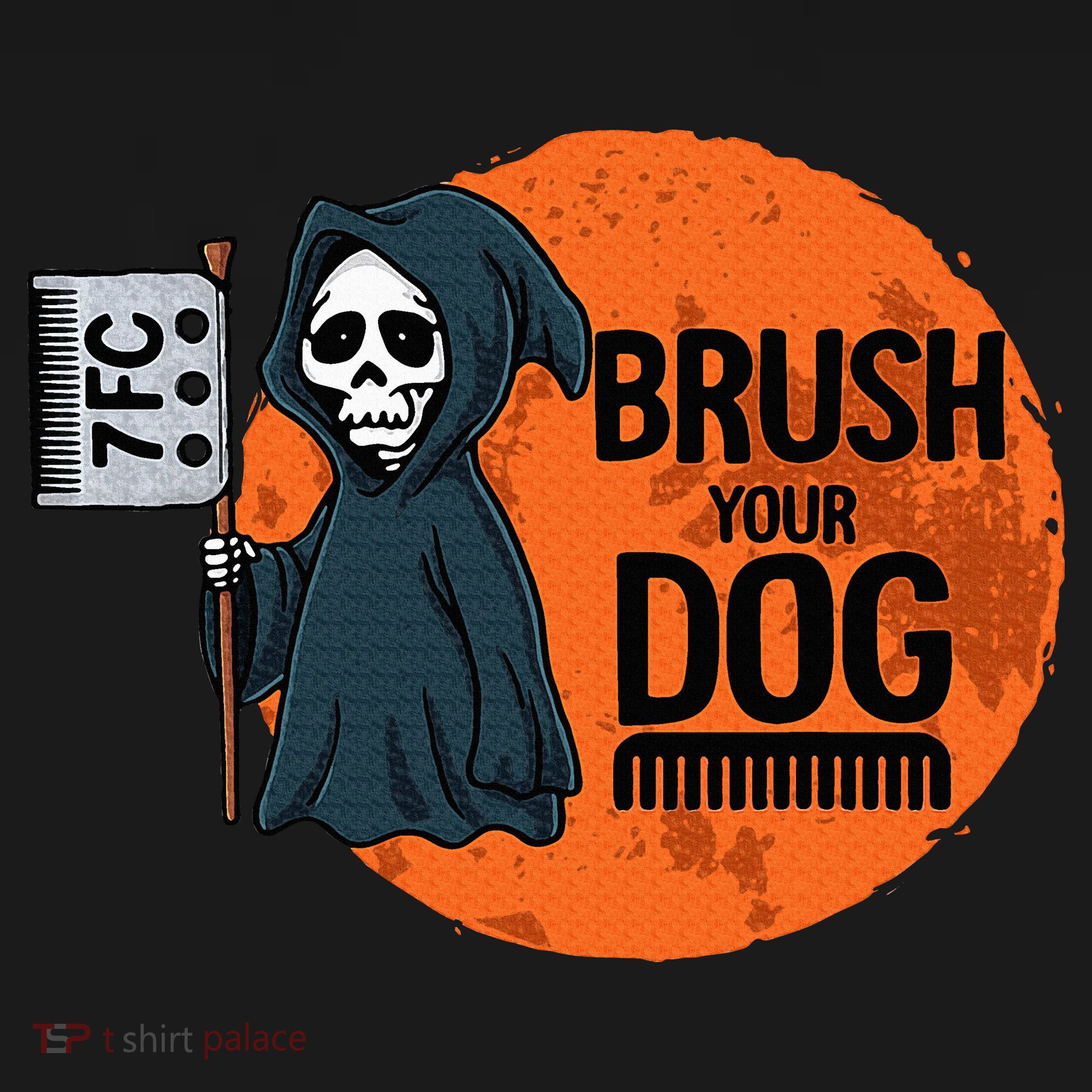 Funny Dog Groomer Brush Your Dog Grooming Reaper Halloween Women's Hoodie