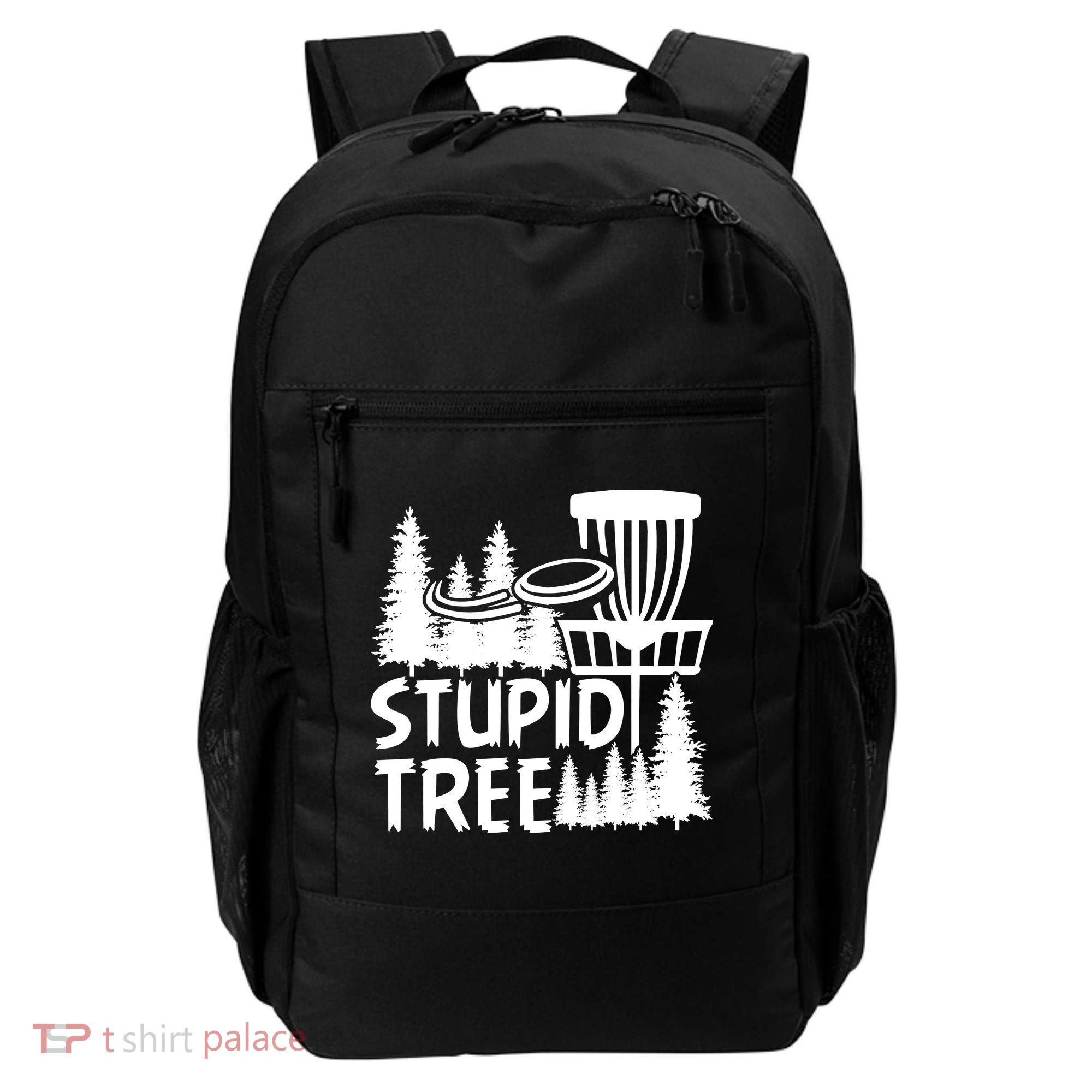 Funny Disc Golf Stupid Tree Distressed Frisbee Golf Backpack